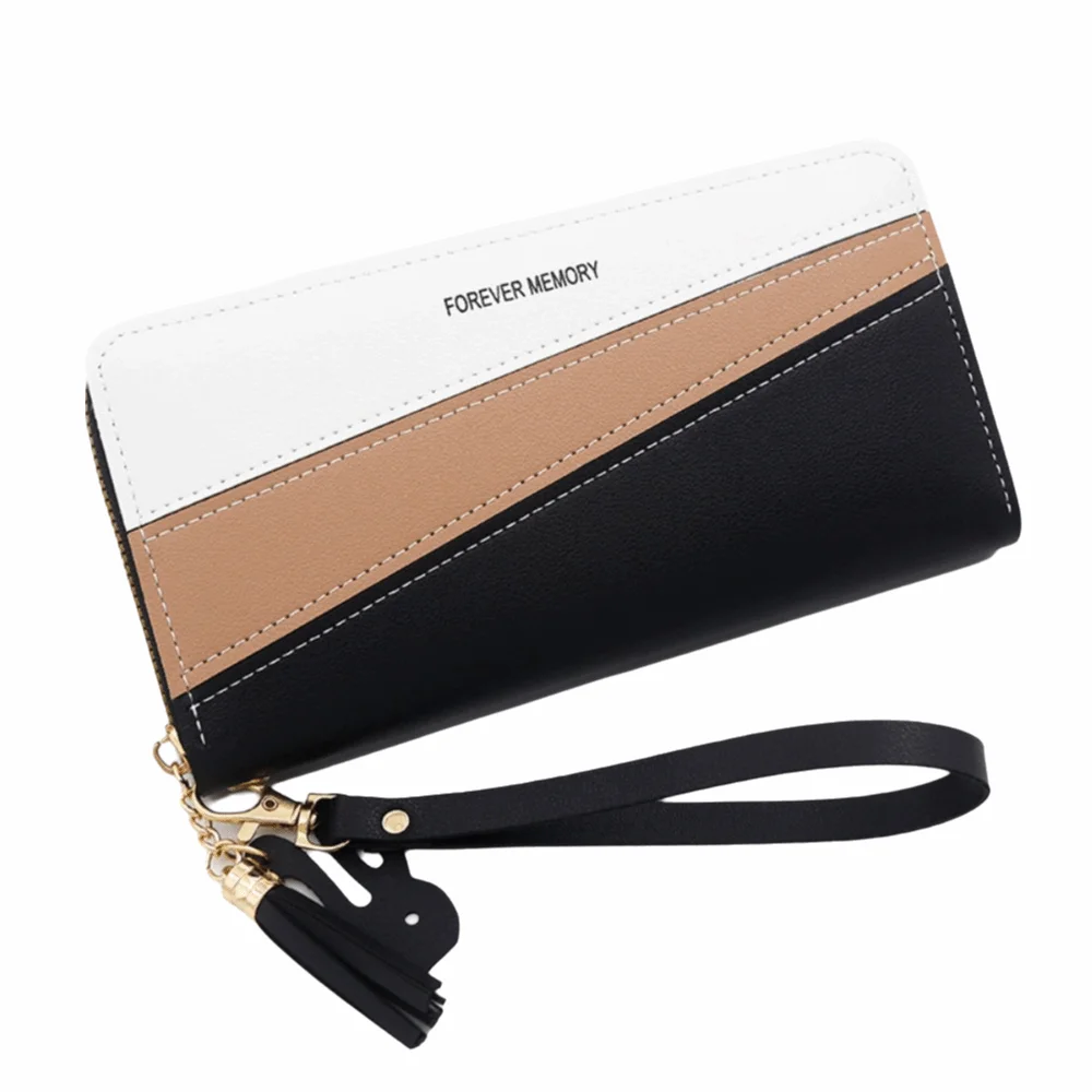 Simple Multifunctional Zipper Wallet Compact Size Multicolor Card Holder Zipper Closure Long Purse For Women