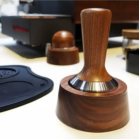 단단한 나무 가정용 커피 머신 파우더 프레스 해머 호두 저장 커피 파우더 프레스베이스 파우더 프레스 세트