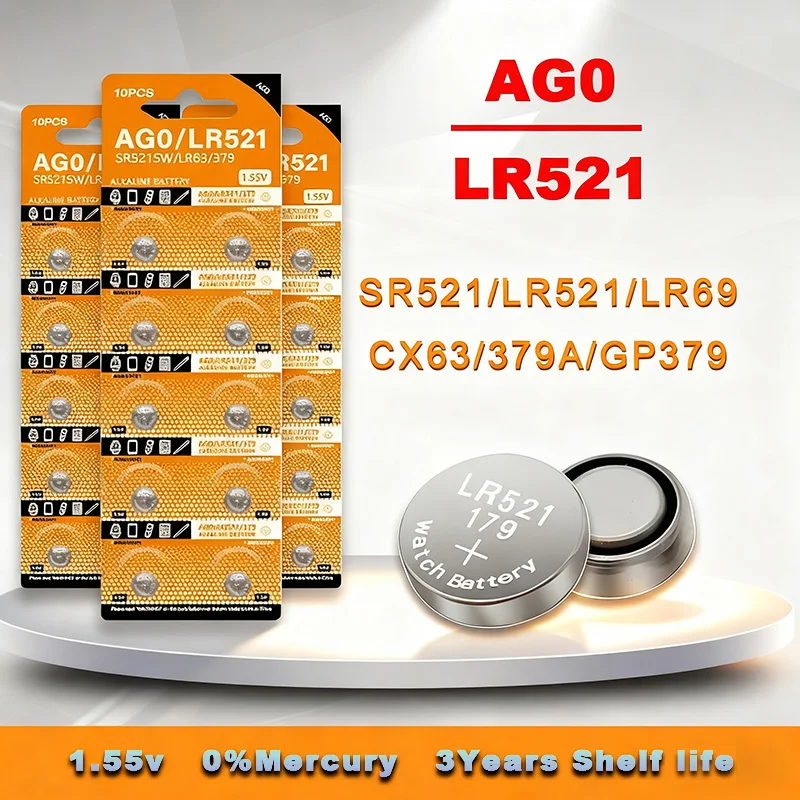 

LR521 AG0 Батарейки типа «таблетка» высокой емкости 1,5 В | Сменная батарея кнопки часов для игрушек/калькуляторов