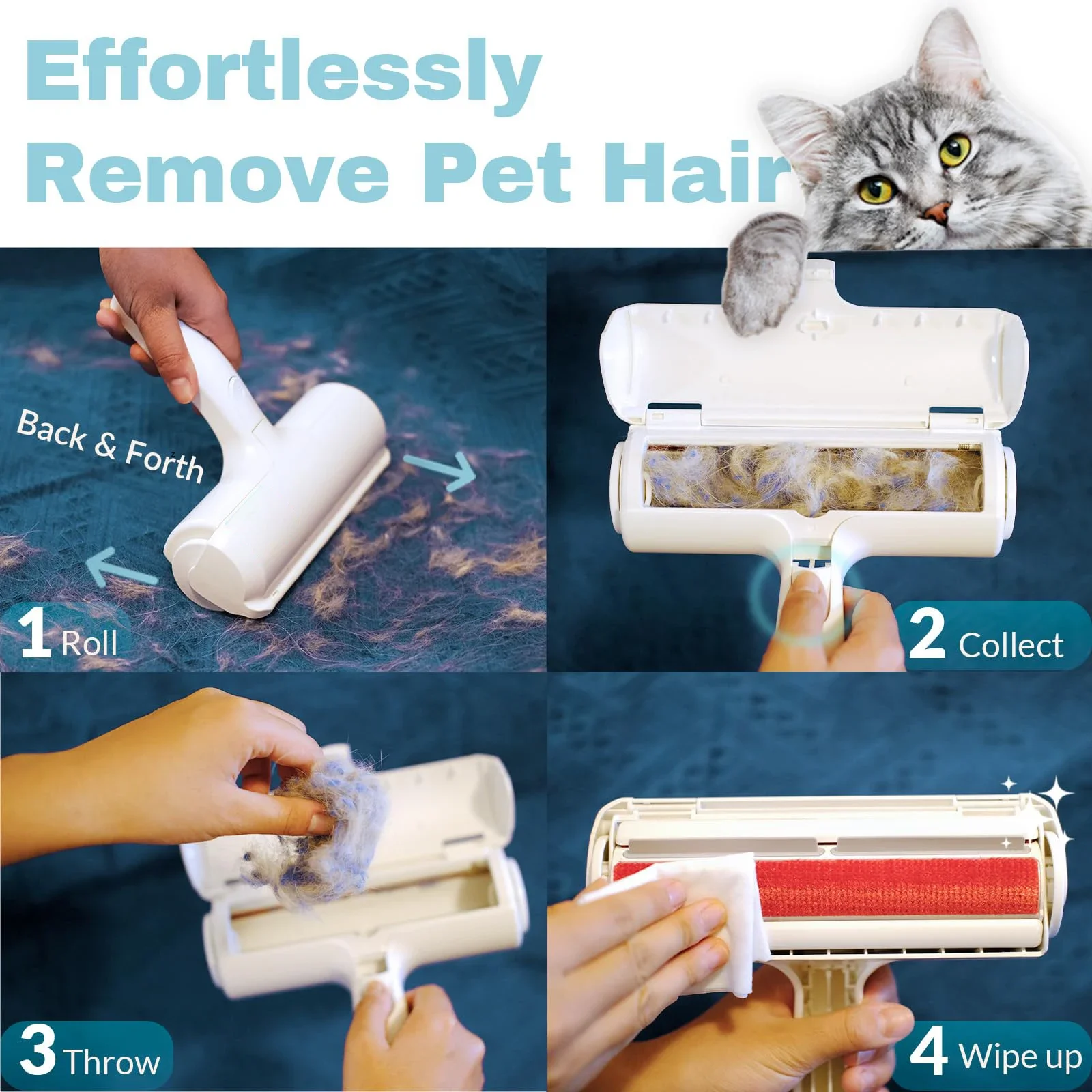 Pet Cleaning Tools Cat and Dog Hair Removal Roller Reusable Dog Hair Remover For Sofas Carpets Blankets Rugs Bedding Cars etc