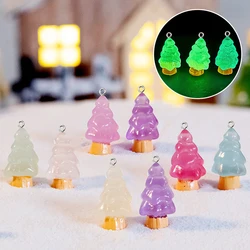 20Pcs Cute Miniature Luminous 3D Christmas Tree Charms Resin Pendants for Keychains Earrings Necklace DIY Jewelry Make Accessory
