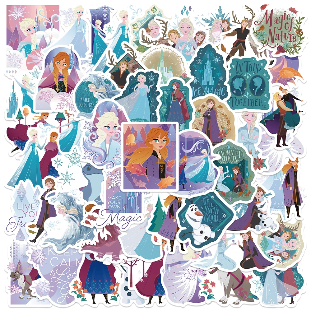 50PCS Disney Cartoon Frozen Elsa Olaf Cute Sticker Girl Cute DIY Vinyl Gift Refrigerator Car Motorcycle Book Decals StIckers