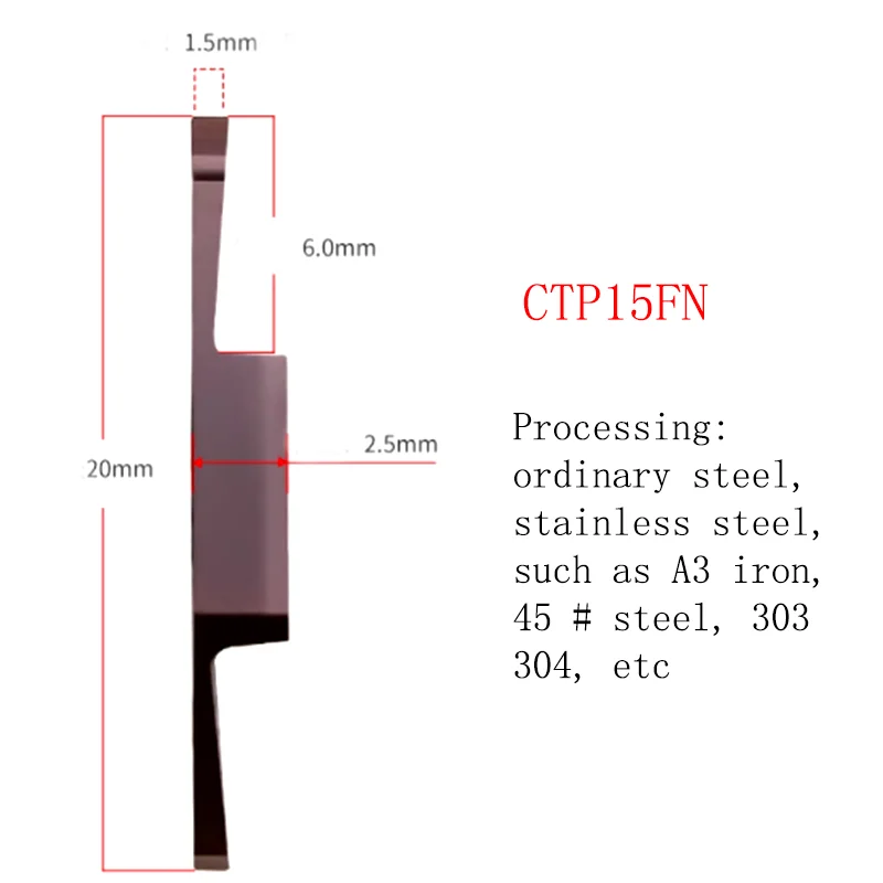 YRFL 5PCS CNC Insert Core Walking Machine Cutting Groove Cutter CTP 10FN  Inclined Mouth CTPA 15FR Flat Mouth Inserts