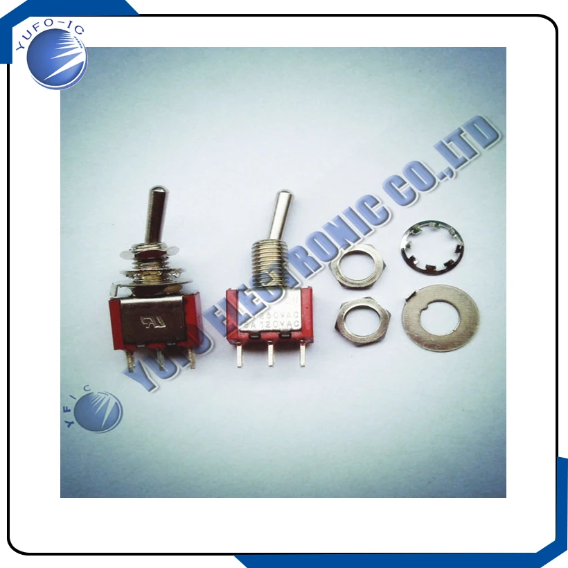 Envío Gratis 20 piezas Mini interruptor de palanca de guitarra SPDT rojo ON-ON DIY 045