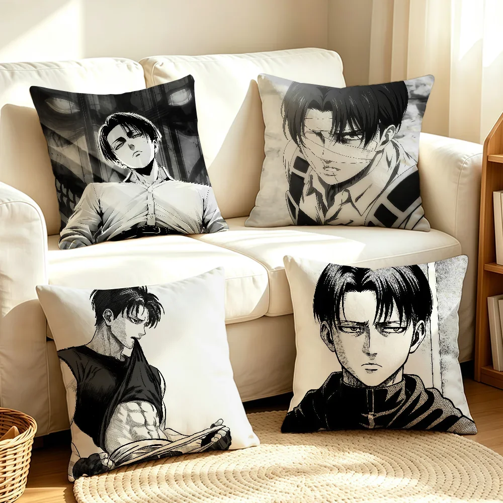 Anime Titan L-Levi Ackerman-S cushion cover Soft Smooth Pillow Case Hidden Zipper Washable Decorative Couch Office Gift