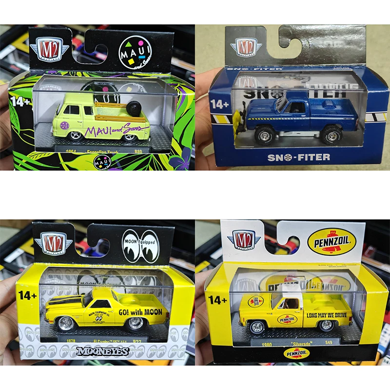 

M2 1:64 SN FITER MOON Econoline F-100 Silverado Alloy Pickup Retro Custom Paint Collection Model Limited Edition
