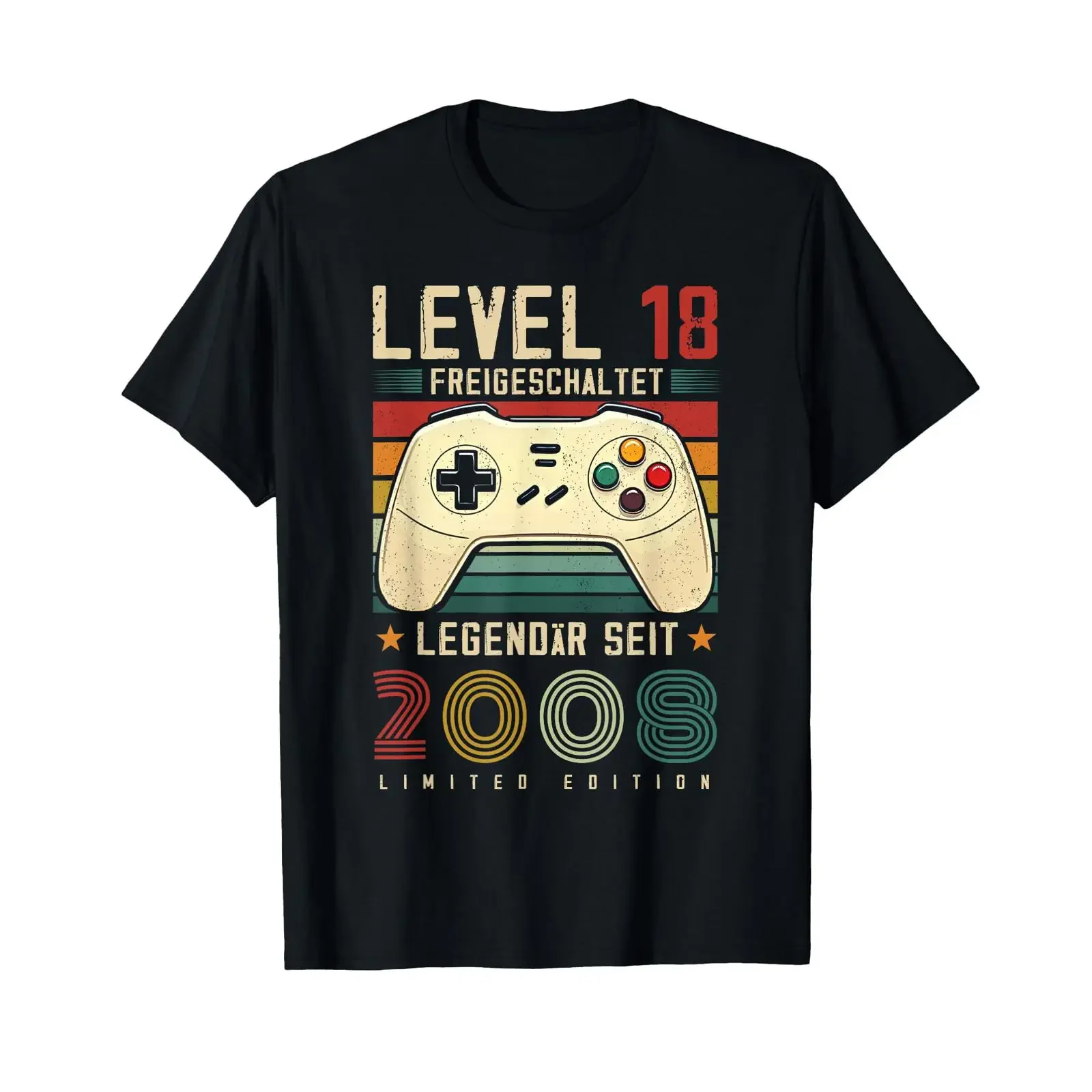 Level 18 Birthday Boy Gamer Man Decoration Year 2008 T Shirt vintage Washed Stylish fashion Versatile designer clothes Slightly