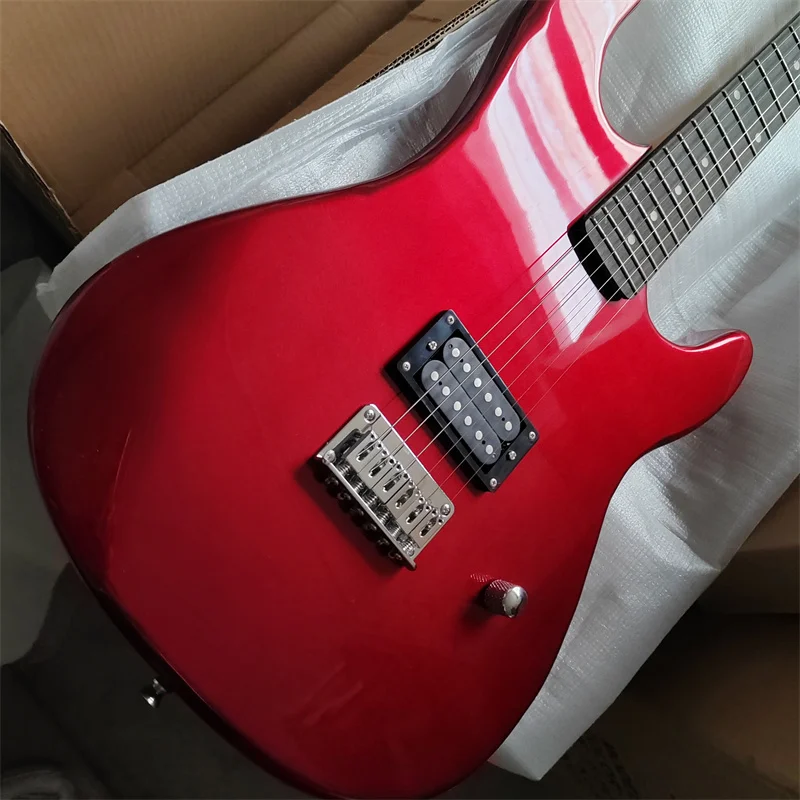 Classic Solid Wood 6-string Electric Guitar, Sample Stock, Metallic Red Color, Free Shipping