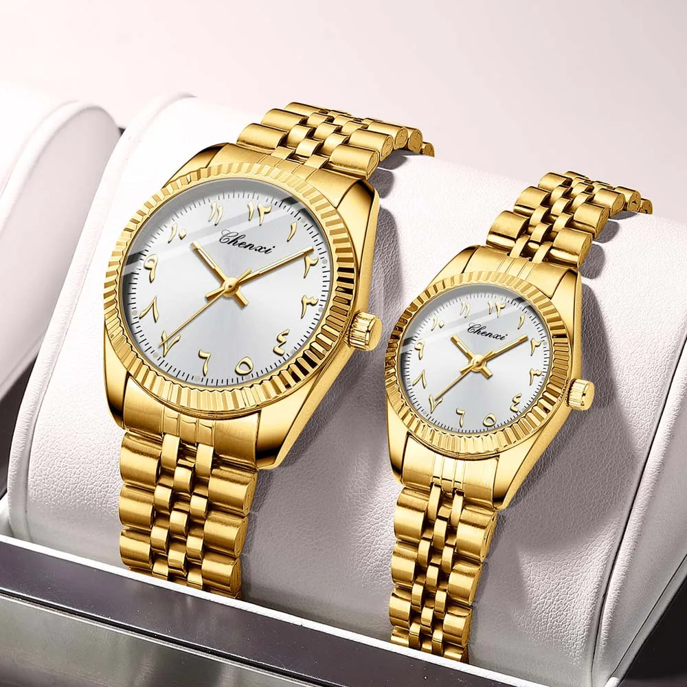 chenxi-arabic-numerals-couple's-watches-new-men's-quartz-watches-steel-straps-waterproof-watches-for-men-women's-wristwatch