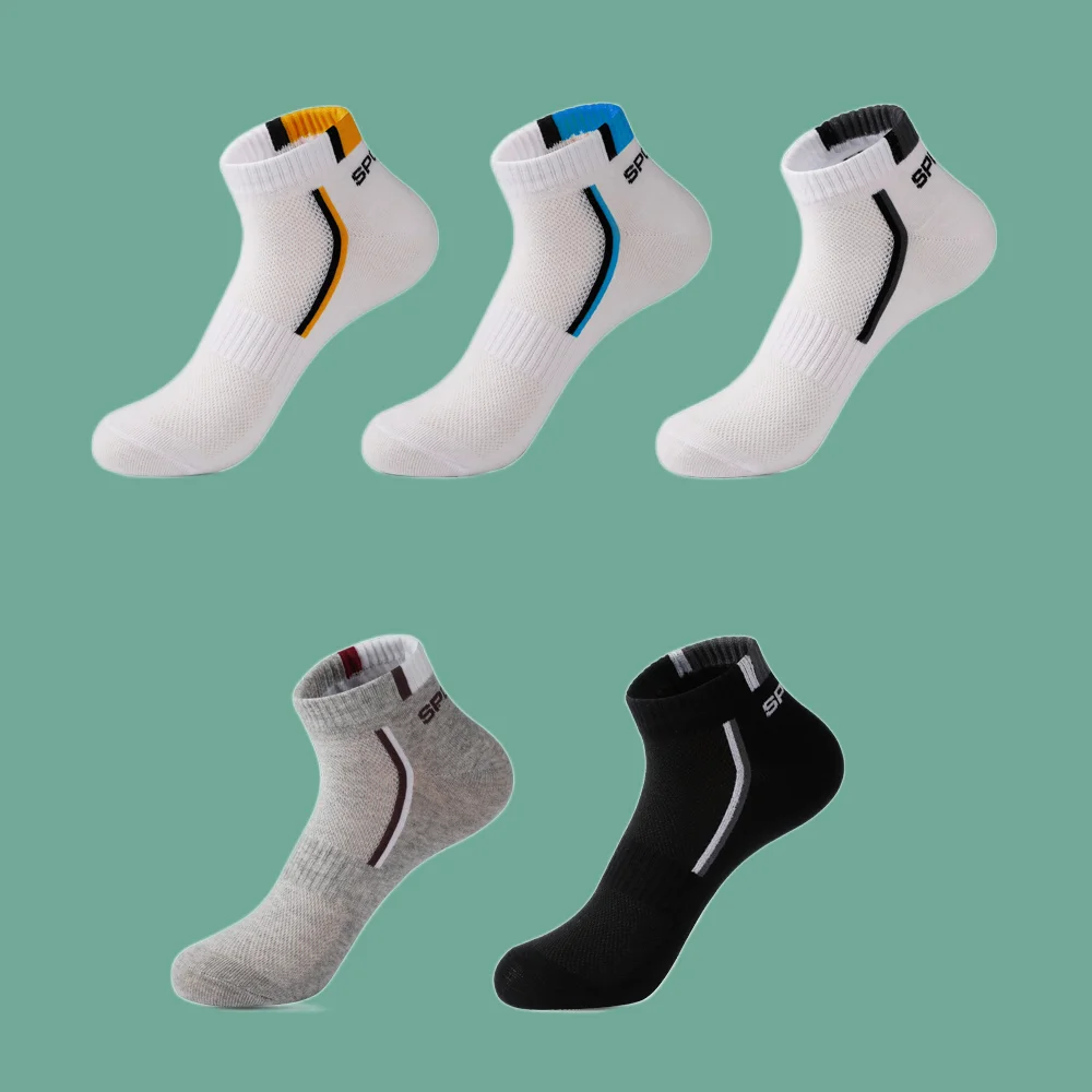 5/10 Pairs Black Casual Sports Socks Men's Cotton Socks Summer Men Socks Thin Cut High Quality Short Socks Fashion Ankle Socks