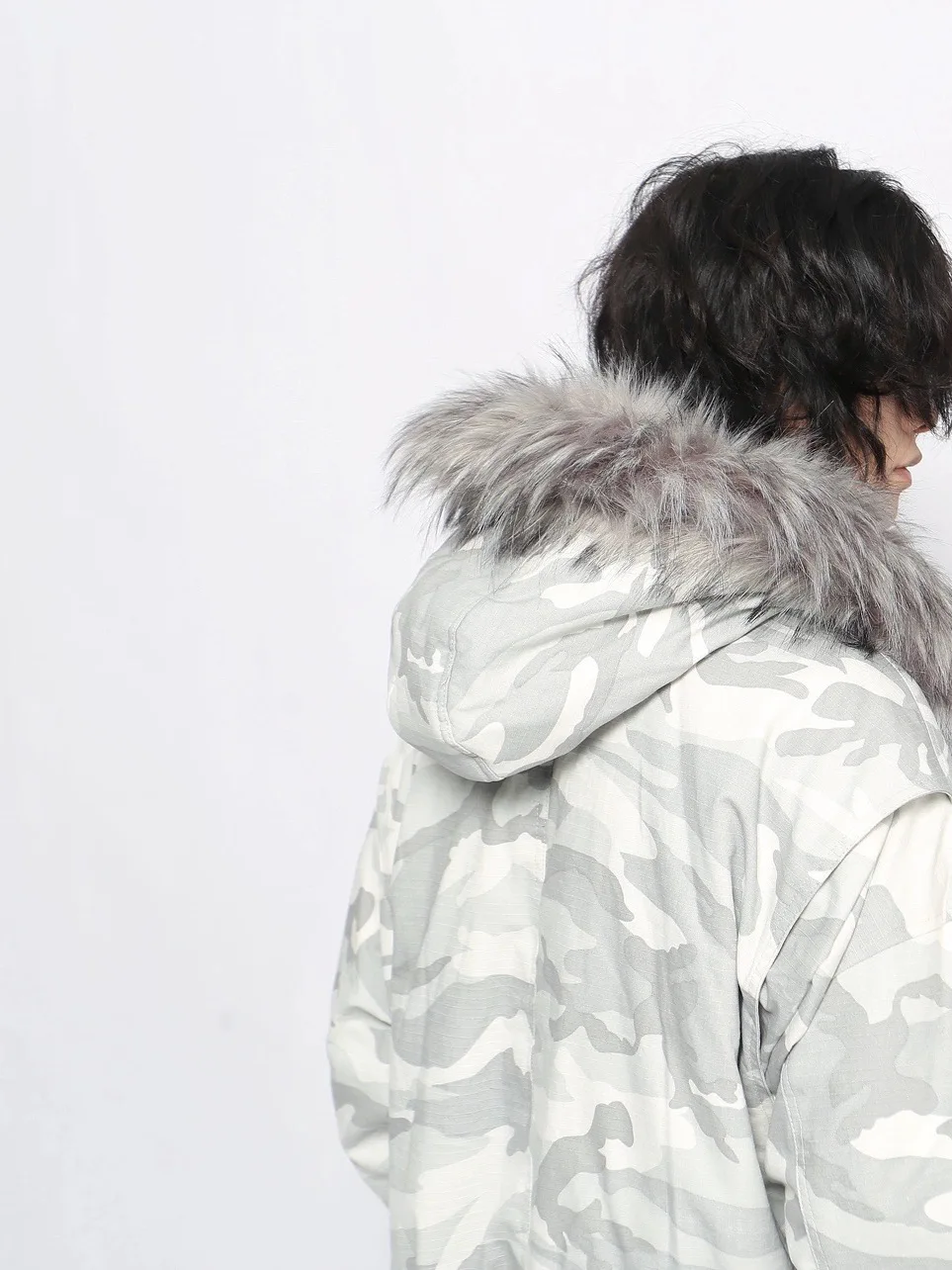 2025 New American Street Style Camouflage Fur Collar Hooded Jacket Cotton Fashion Trend High-end Loose Cotton Coat for Men