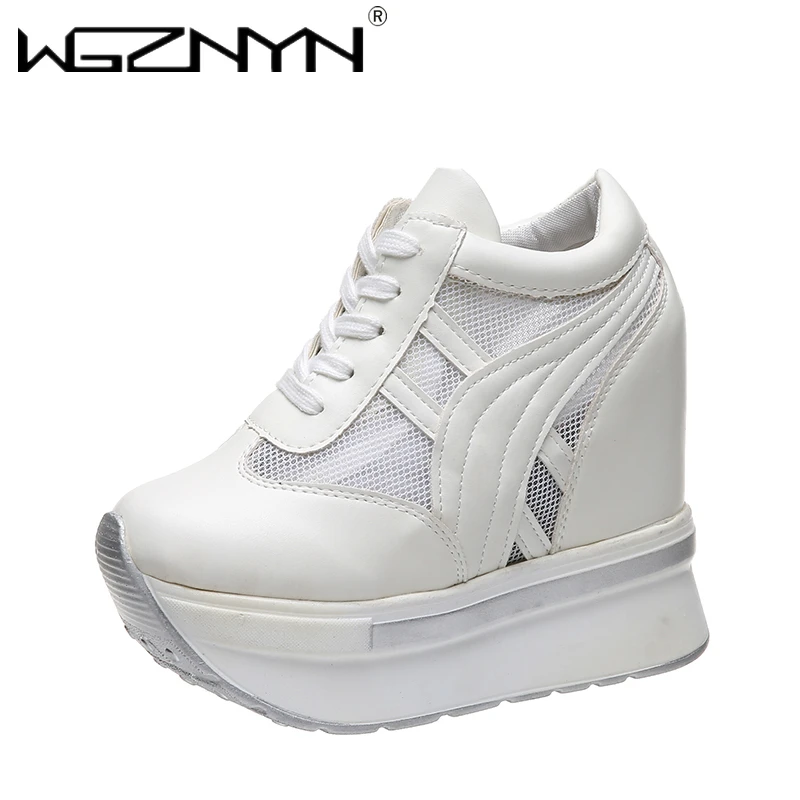 WGZNYN 2022 Autumn 11 Cm Pumps Thick Wedge Bottom Increased Casual Shoes Women Shoes Fashion High Platform Shoes Zapatos Mujer