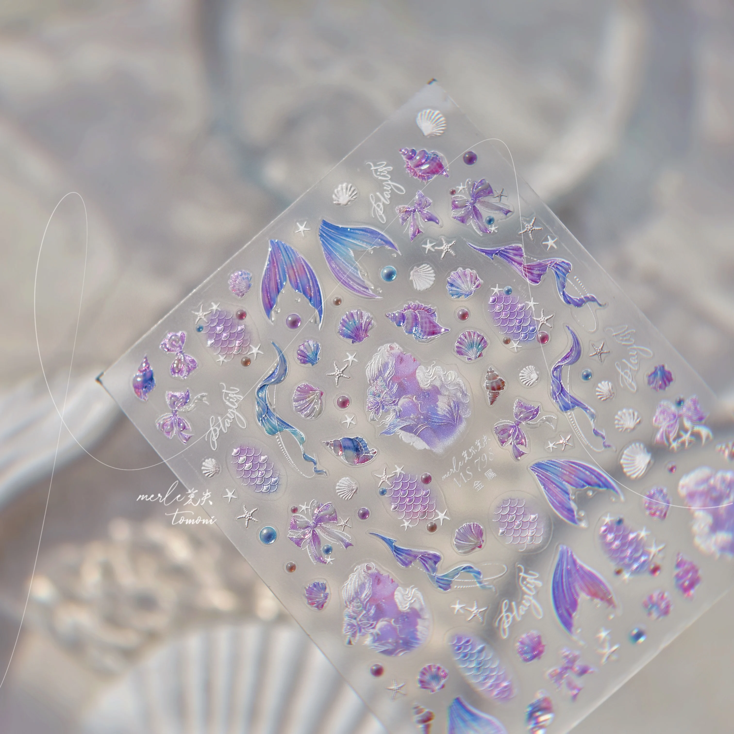 1 قطعة 5D تنقش حورية البحر الذيل مسمار الشارات بريق قذيفة مانيكير اكسسوارات ذاتية اللصق لحفلات الصيف الأحداث ملصقات #1