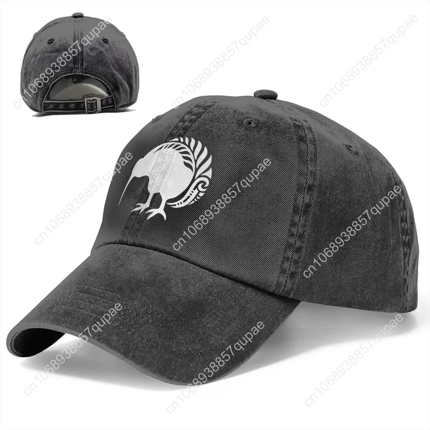 Berretto da baseball per cappello da camionista in denim Fern della Nuova Zelanda per uomo o donna Cowboy Dad Nero