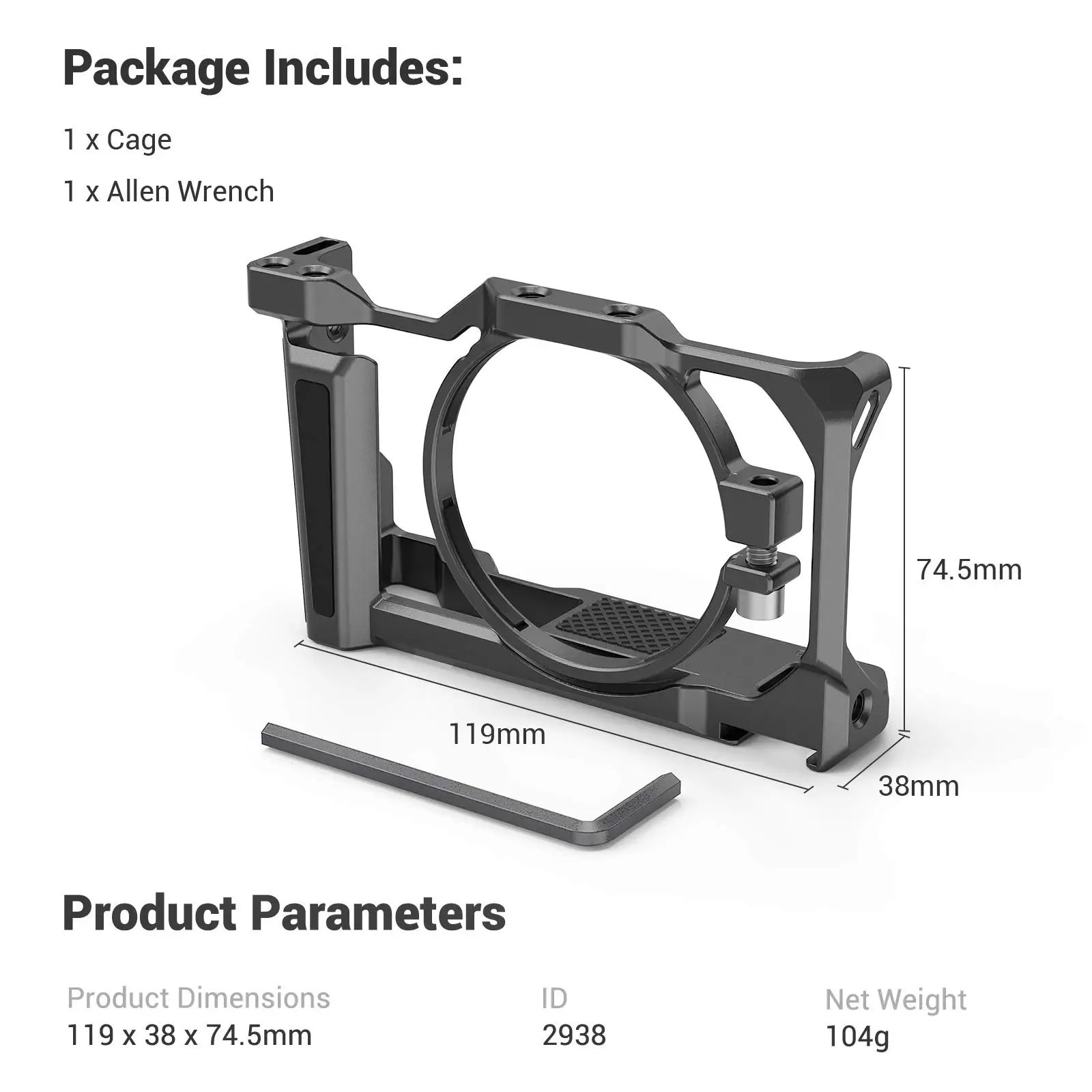 SmallRig Light Weight Cage for Sony ZV1 Camera with Wooden Handgrip for Sony ZV1 Camera Vlogging Cage 2938
