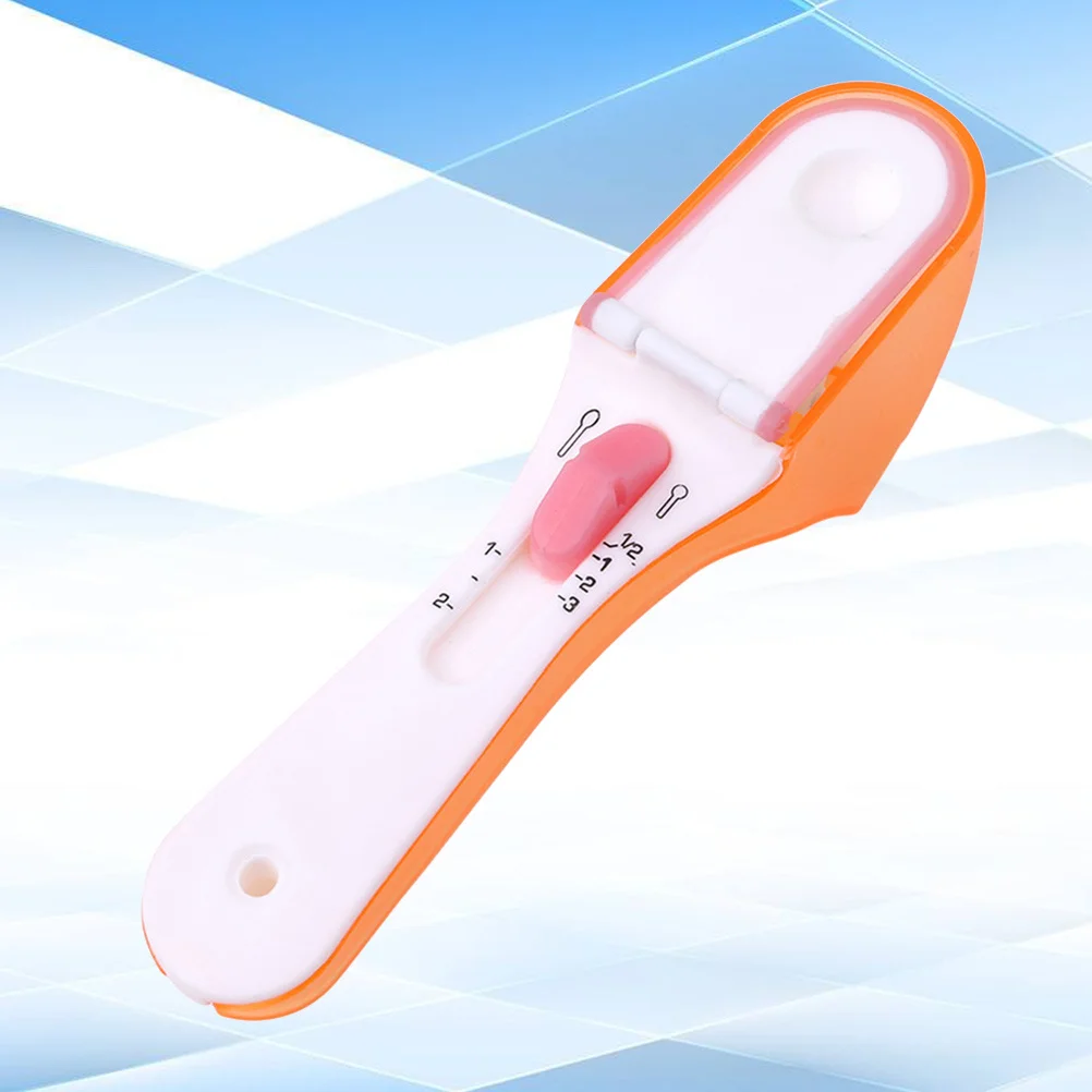 

2Pcs Measuring Spoons Plastic Adjustable Scale Accurate Measurement Baking Cooking Kitchen Accessories Orange White