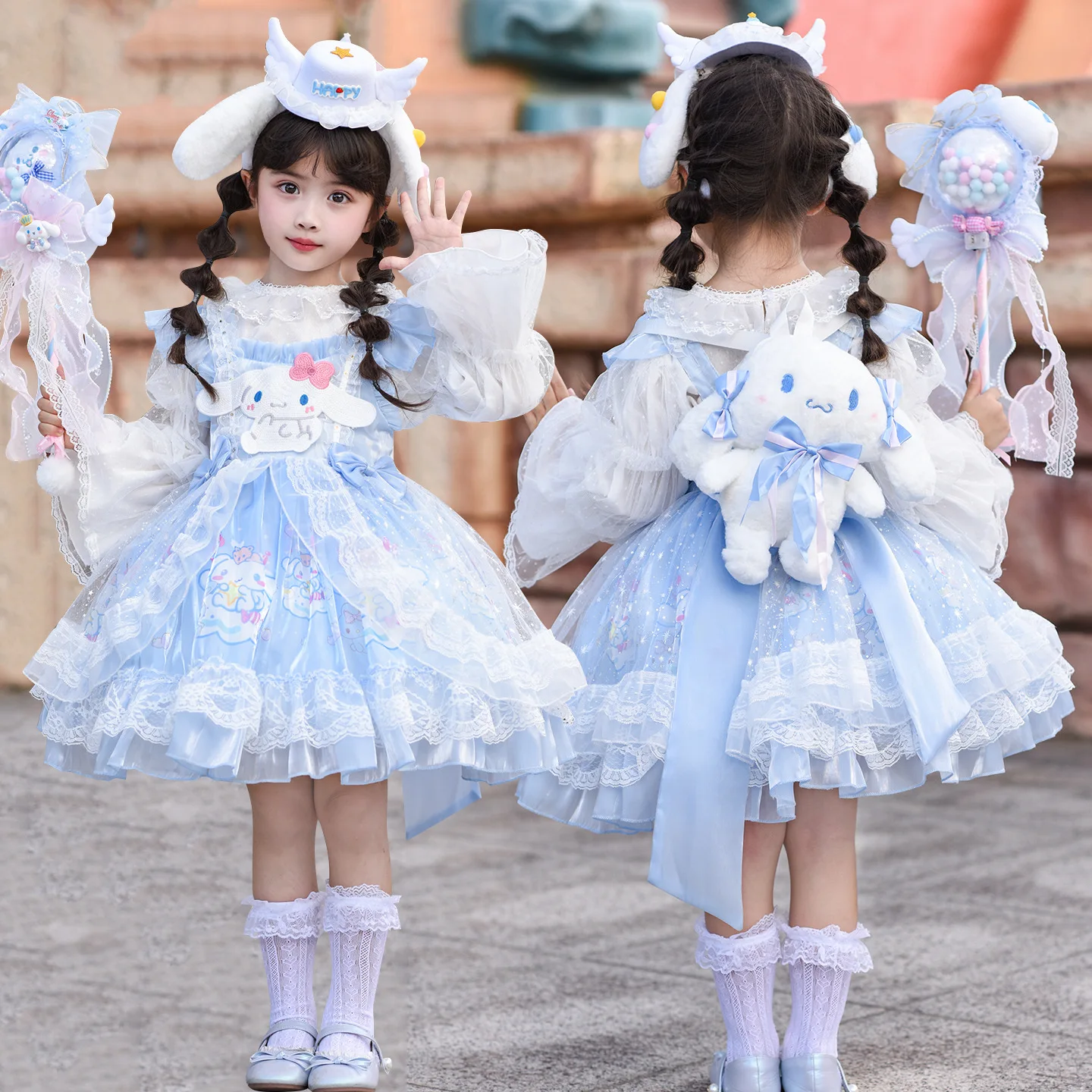 Sanrio Cinnamoroll Winter Princess Dress for Girls Baby Lolita birthday gift puffy dress Children's cute and sweet cartoon dress