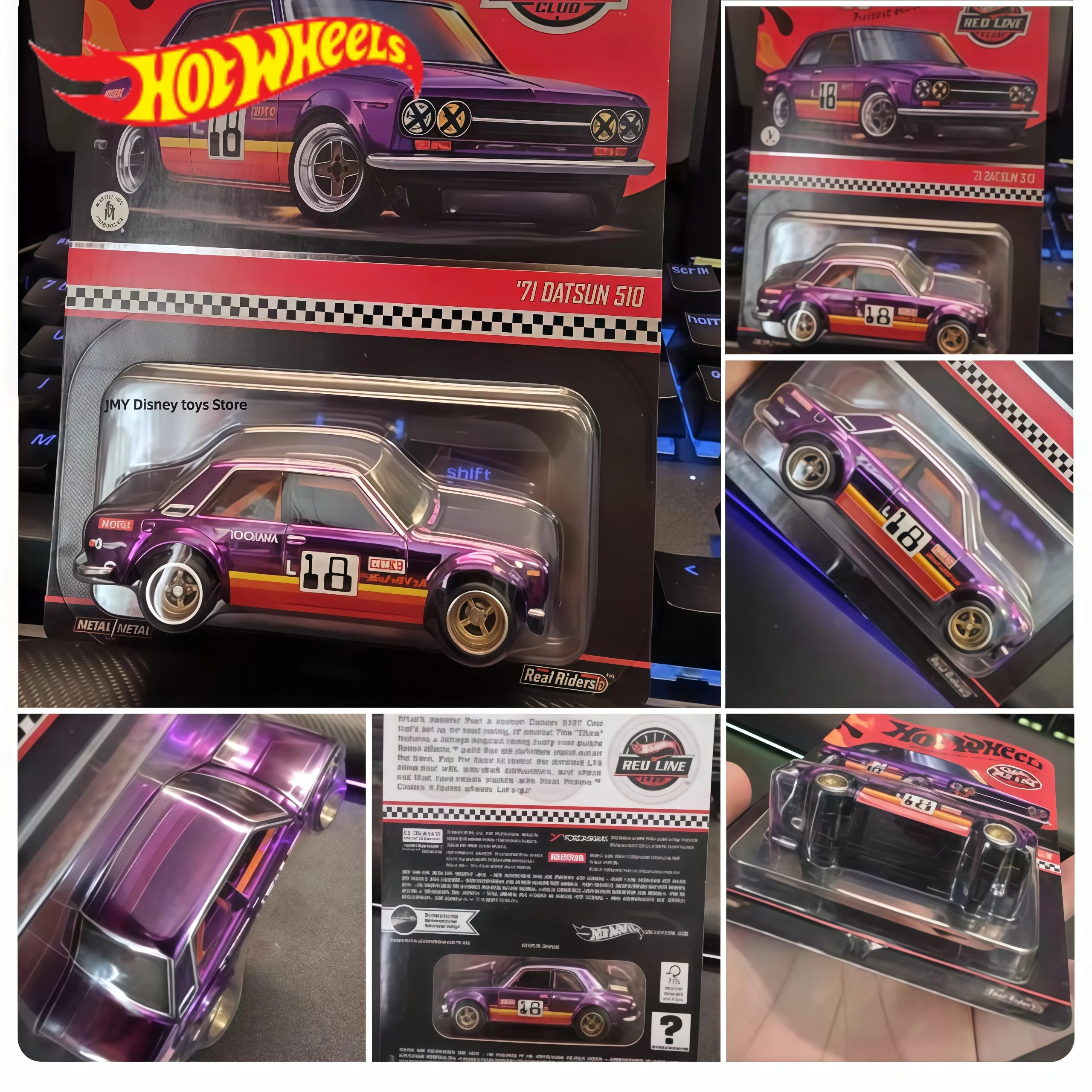 Datsun 510 Gold Rlc 1998 Subaru Impreza 22b Sti 1/64 Hot Wheels Metal Diecast Model Car Collectible Vehicle Rubber Tire For Fans