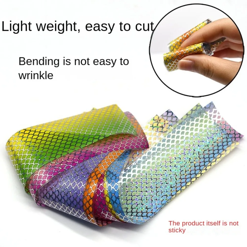 10pcs Flies Fishing Lure Flash Tape Artificial Durable Change Color Sticker 4*20.5cm Holographic Adhesive Film