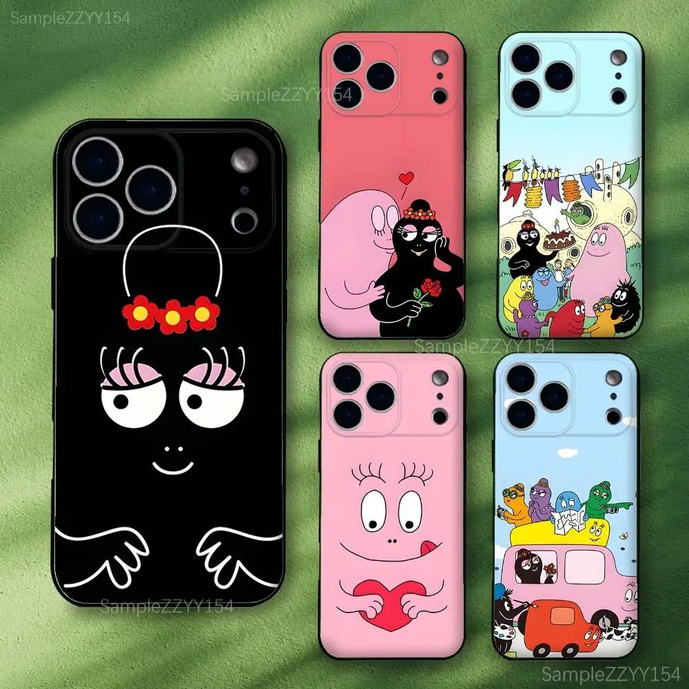 

Cute B-BarbapapaS Phone Case For iPhone 17,16,15,14,13,12,Pro,Max,Plus,E,SE4,Air,Mini Black Soft Funda