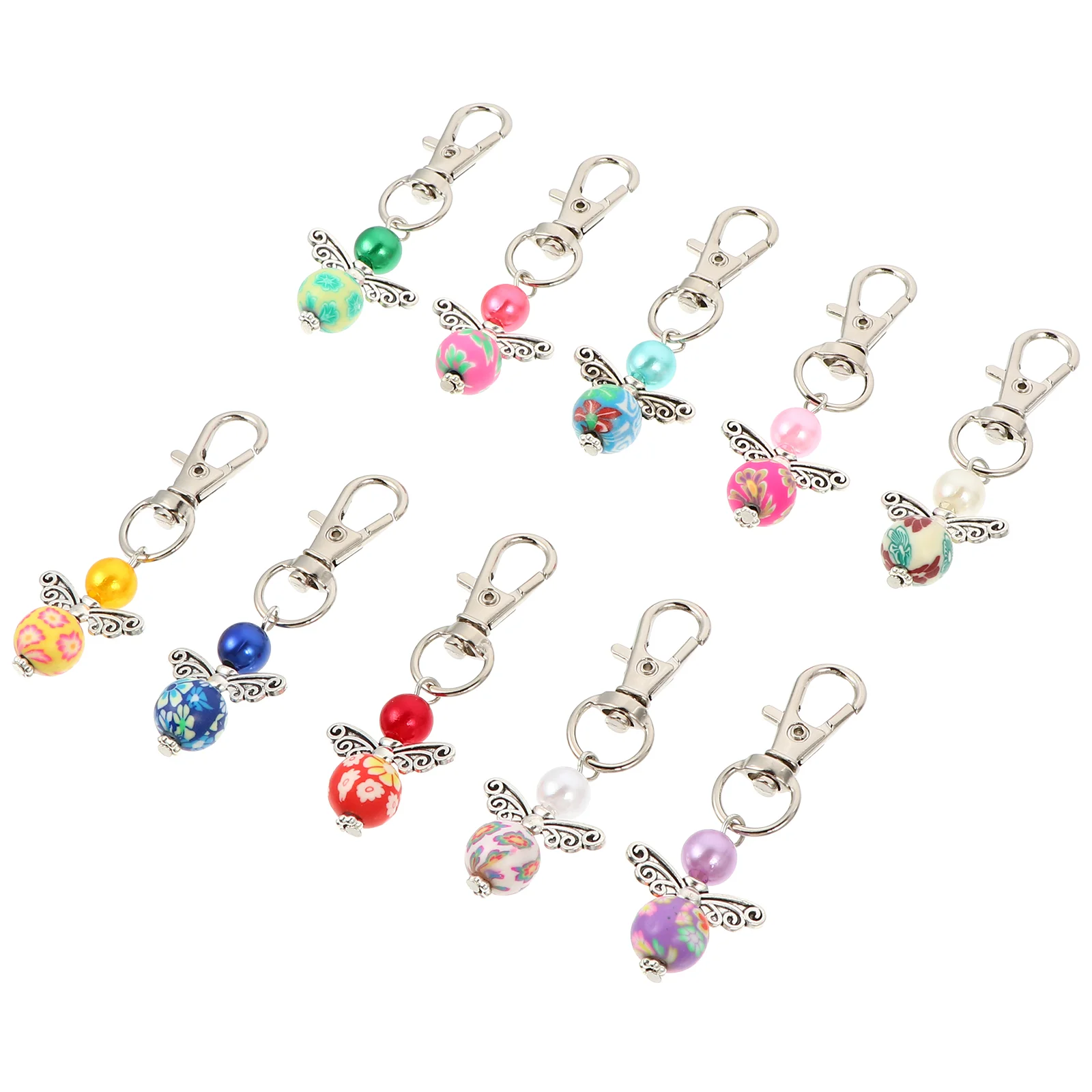 10 Pcs Ring Guardian Angel Keychain Hanging Chains Gift Alloy Pendant Ornament Keychains Bride