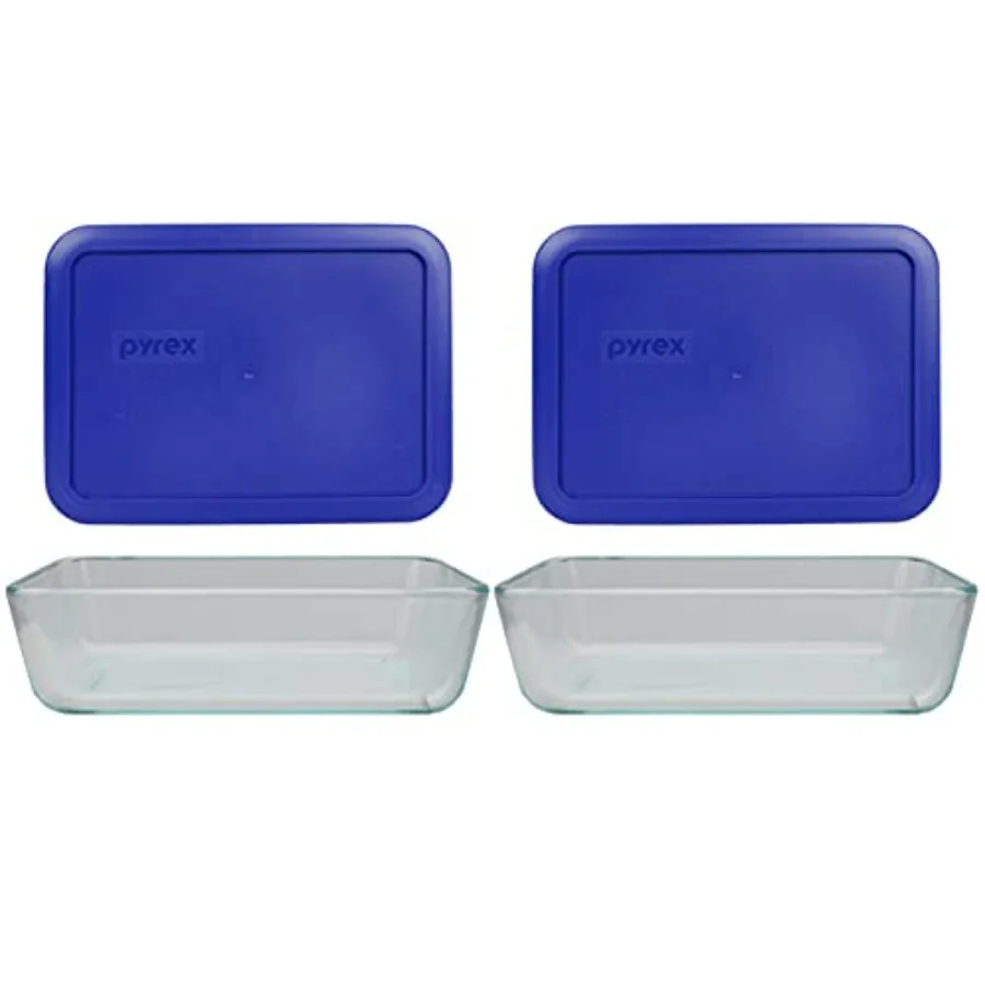 

Pyrex 7210 Стеклянная тарелка на 3 чашки с 7210 кадетской синей крышкой, 2 упаковки, идеально подходит для хранения еды, приготовления еды и стола Ovento, прочный термостойкий