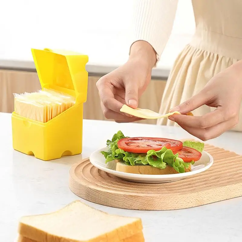 Cheese Storage Box Refrigerator Food Storage Container Cute Cheese Shaped Cheese Slice Storage Box Fresh-Keeping Tea Bag Jar