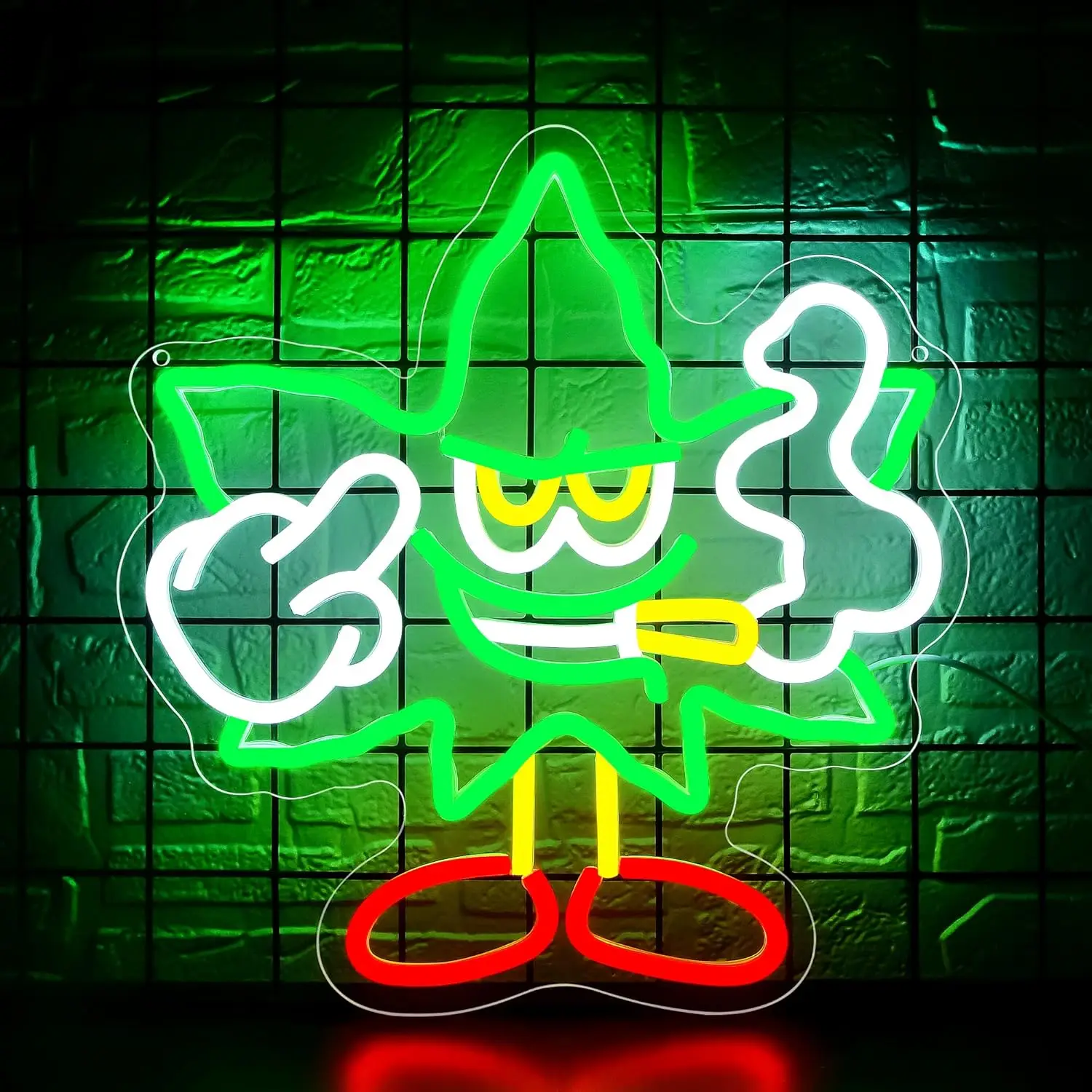 Weed Neon Sign Green Leaf Neon Light Dimmable Cartoon Weed for Man Cave Bedroom Hotel Shop Bar Pub Garage Decor Gifts for Men