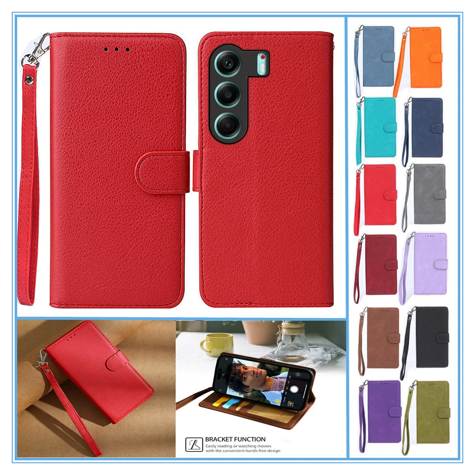 Funda Tipo Cartera para Tecno Camon 40 Pro 18 P 18P 30 30s 19 20 Pro Neo Premier 4G 5G, Funda de Cuero con Tapa para Teléfono