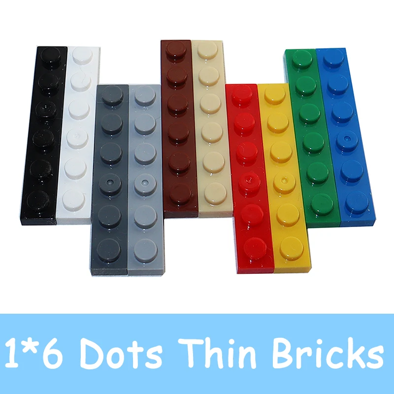 50PCS Size 1x6 Dot Plate MOC Assemble Particles DIY Building Blocks 1*6 Figures Bricks Educational Creative Toy for Kid 3666