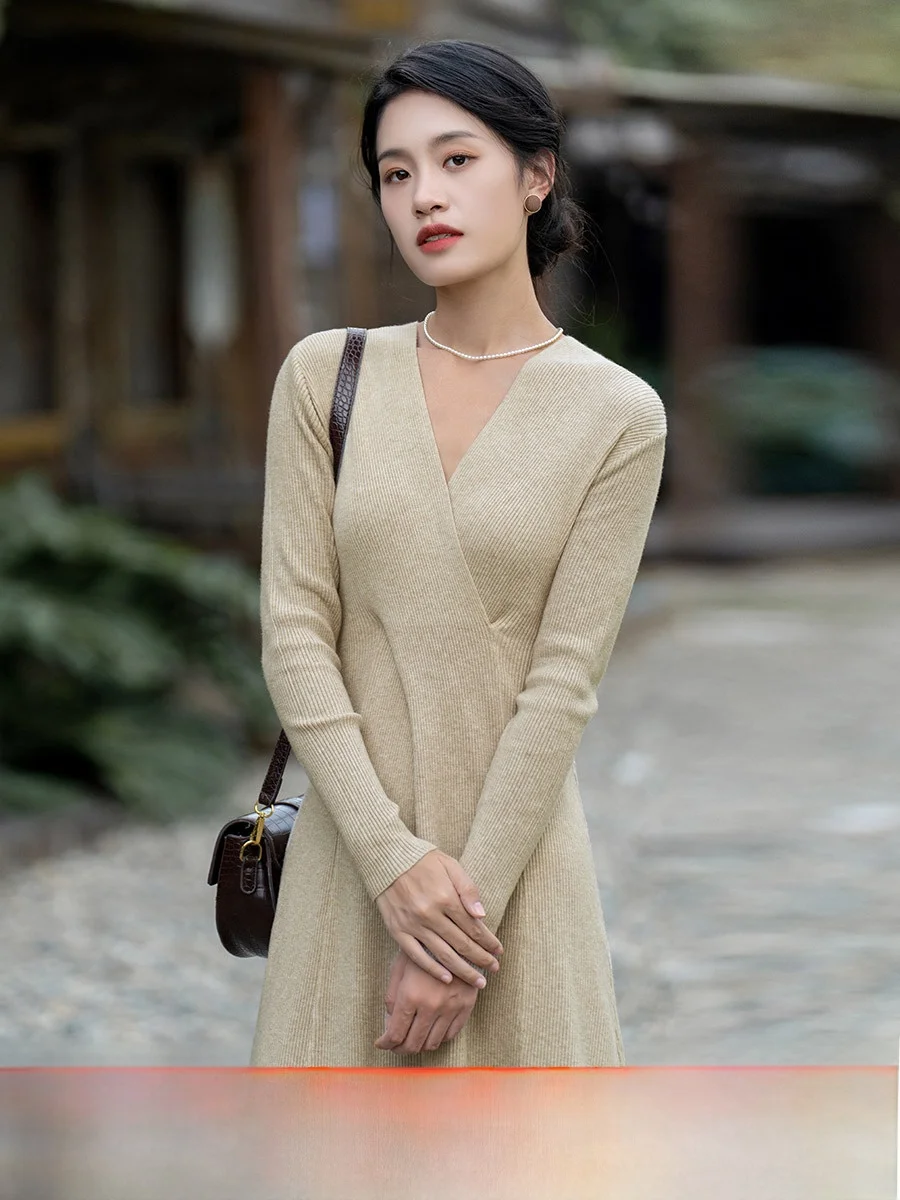 

Облегающая вязаная юбка-свитер миди для женщин, базовый слой, модная осенне-зимняя новинка, внутренняя одежда