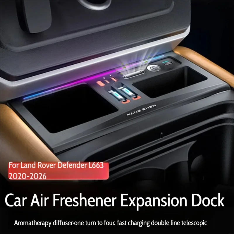 For Land Rover Defender L663 2020-2026 Center Console Car Air Freshener Fast Charging Expansion Dock Car Accessories