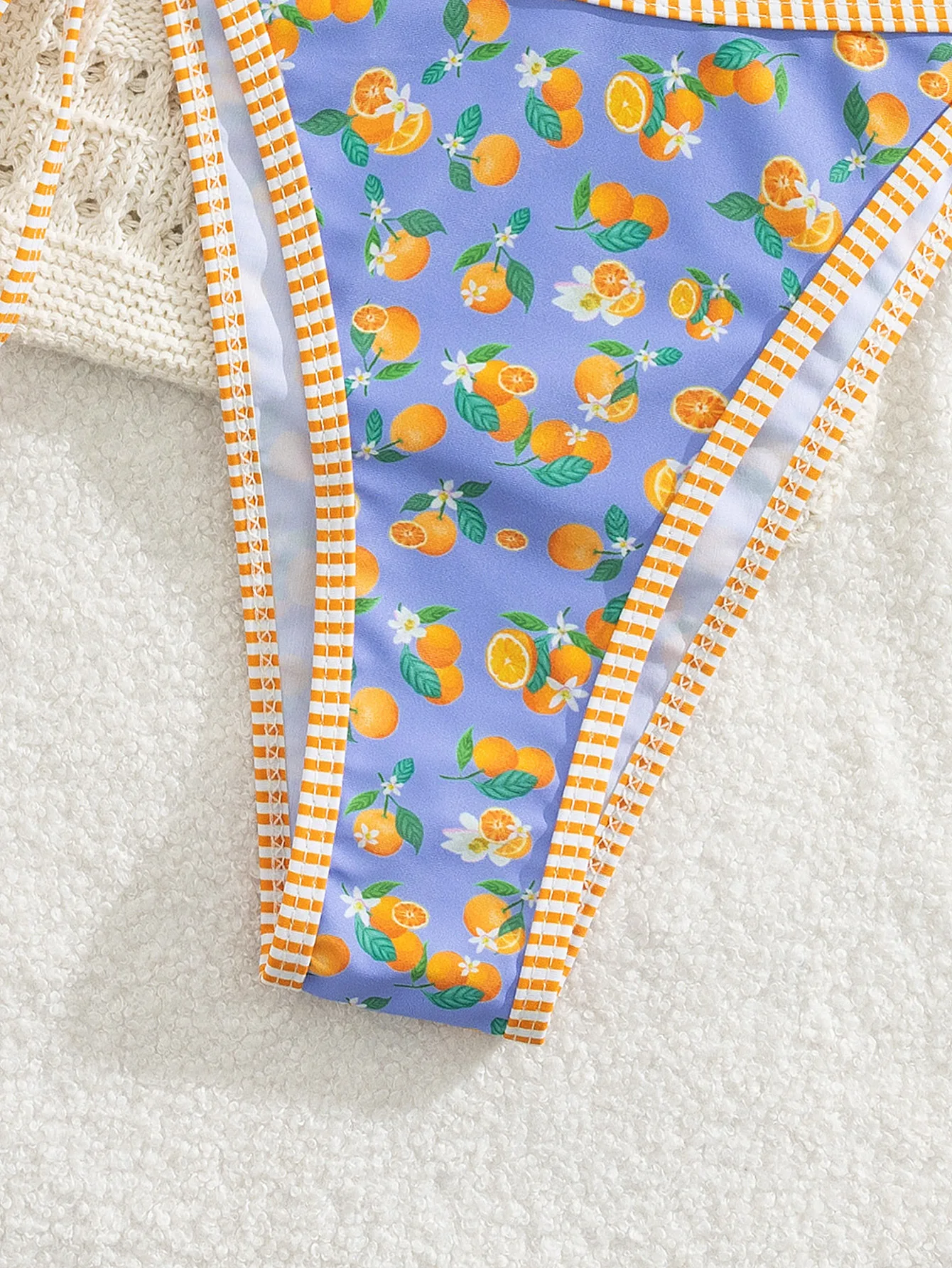 セクシーブルーフルーツプリントビキニセット2025女性用サマーホルタープッシュアップトライアングル水着ビーチ水着包帯Tバック水着