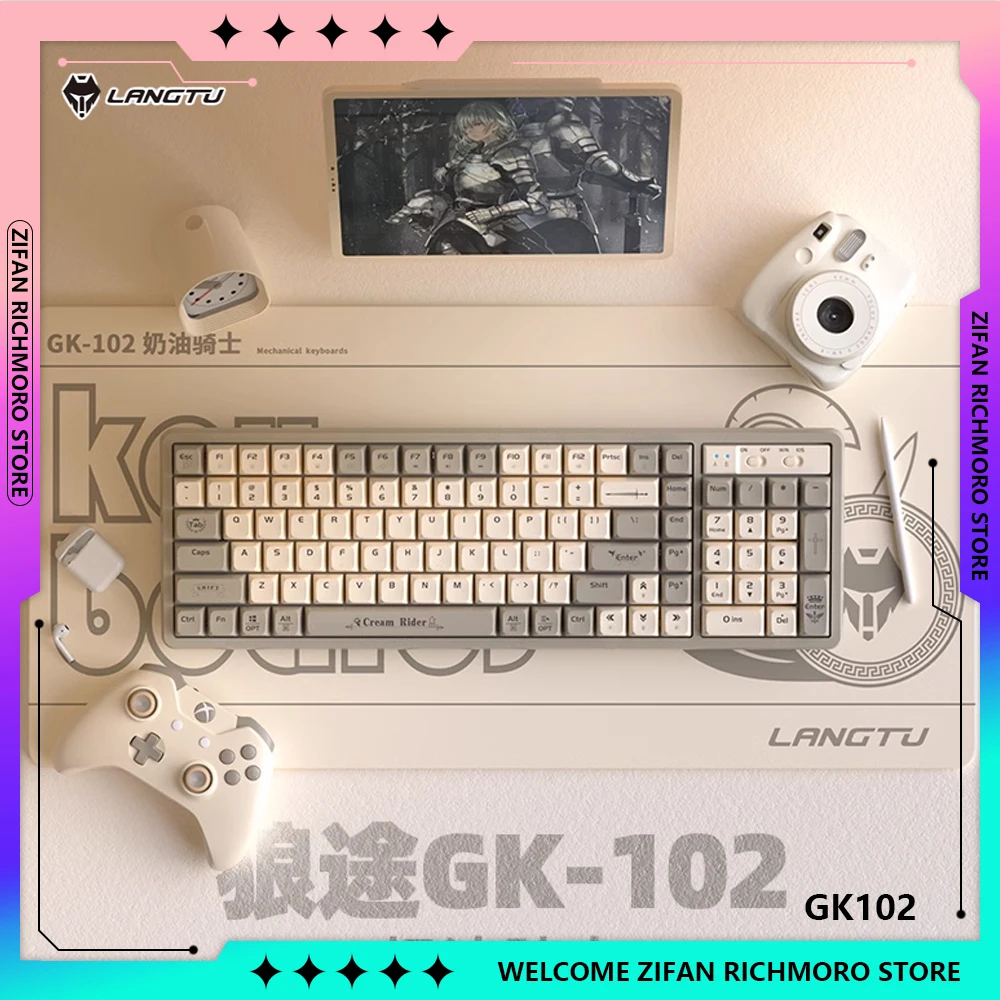 Langtu GK102 Multi Color Light Up Key Mechanical Bluetooth Keyboard Wireless Keyboard Gaming Computer Accessories 102 Keys