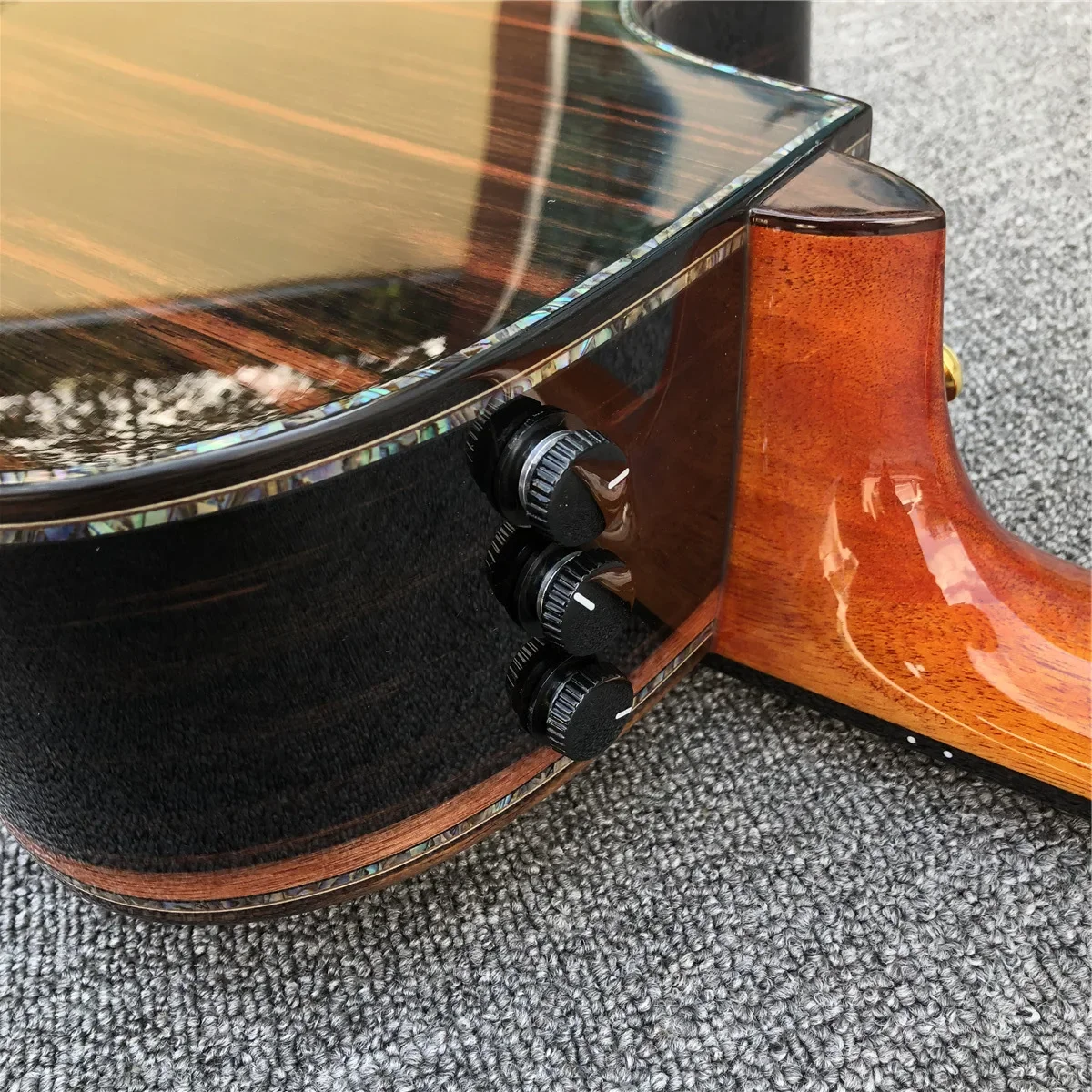 2025 41 بوصة الصلبة الأرز العلوي PS14 الغيتار الصوتية كوكوبولو الجسم أذن البحر تطعيم الأصابع