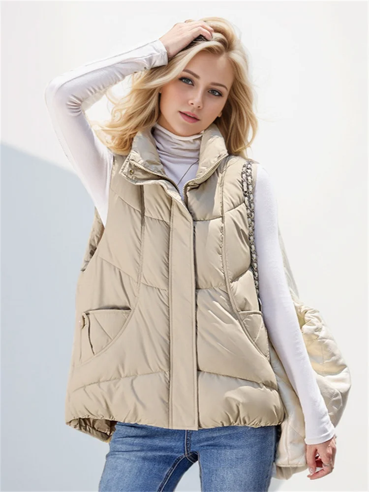 

Light Down Padded Jacket Horse Clip Women's Short New For 2024 Stylish Loose And Comfortable Vest And Versatile Vest Jacket