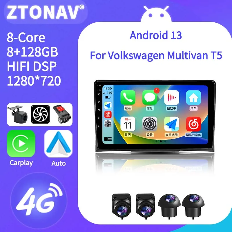 

Car Radio Stereo For Volkswagen Multivan T5 2003 - 2015 Car Media Player Android Screen Headunit Carplay Auto Support 360 Camera