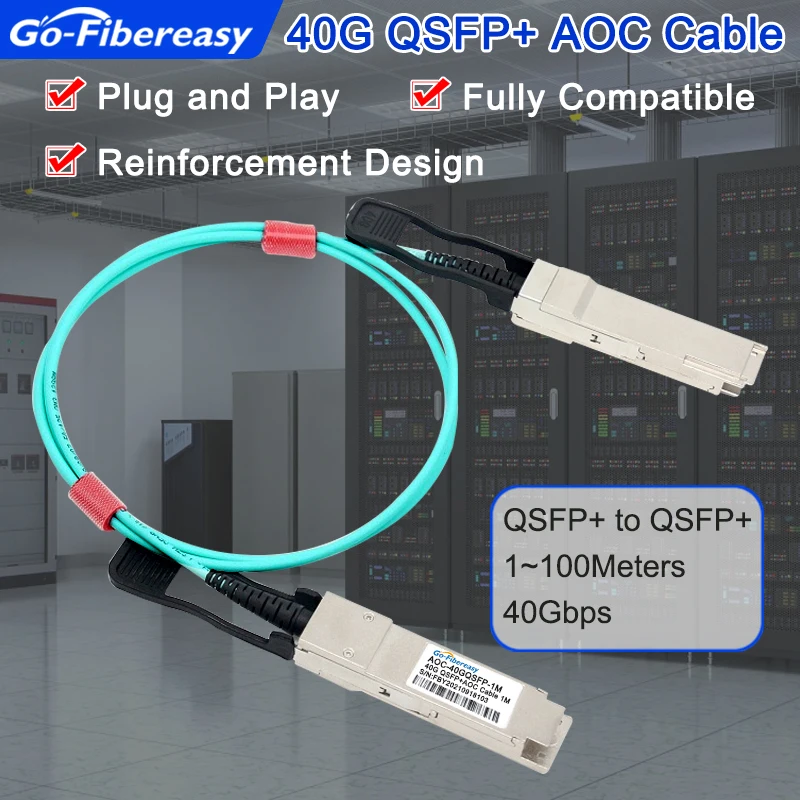 40Gb QSFP AOC Cable 1/2/3/5/10/20m QSFP+ to QSFP+ Active Optical Cable OM3-Aqua LSZH Fiber Cable Mellanox/MikroTik/Cisco Switch