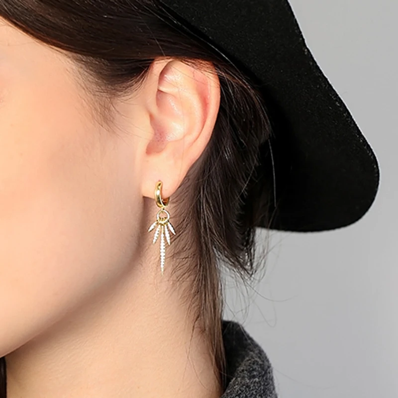 Pendientes de tuerca con cadena colgante de cadena de Metal con aguja de Plata de Ley 925 para mujer, pendientes de cristal delicados, joyería fina