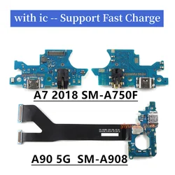 USB Charging Port Cable Connector Dock Flex Cable For Samsung A7 2018 A750F A90 5G A908B A908N Replacement Parts