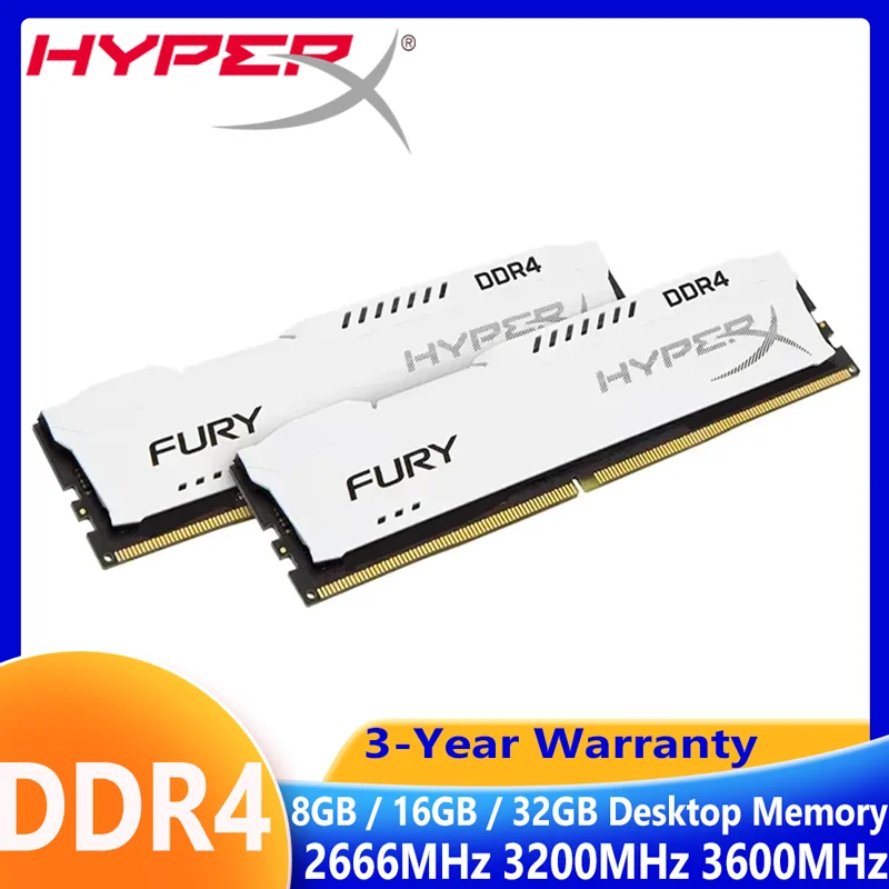 

HyperX Fury 8GB 16GB 32GB Memoria DDR4Computer Memory 3200MHz 2666MHz 3600MHz 2400MHz 2133MHz 288Pin Ram DIMM Desktop Memory