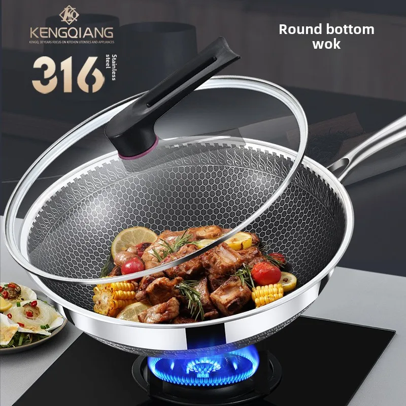 

Кастрюля с антипригарным покрытием, кастрюля из нержавеющей стали 316, бытовой вок, индукционная плита с антипригарным покрытием, газовая плита, подходит