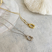 New 925 Sterling Silver Geometry Necklaces Pendant Silver gold plating Jewelry Statement for Women