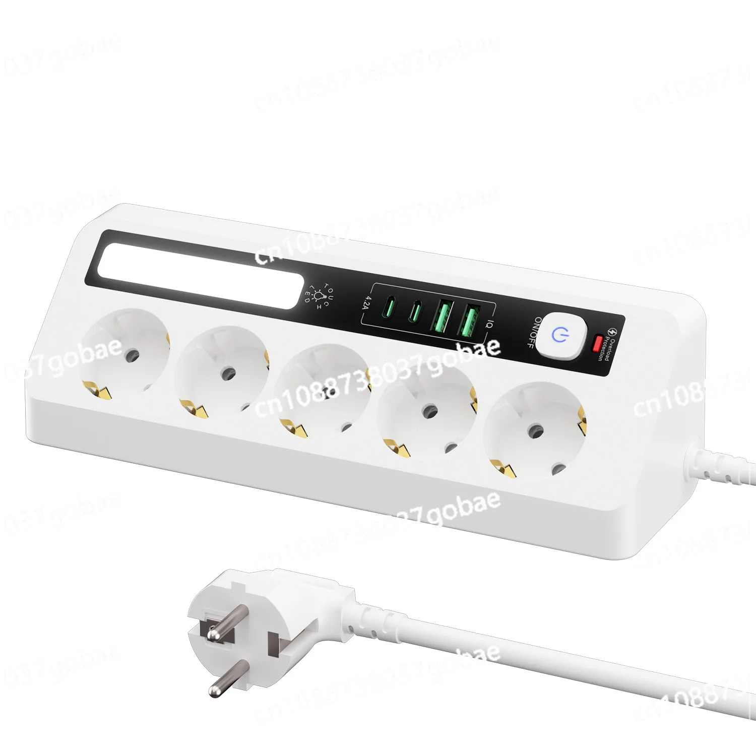 

Европейский удлинитель с треугольной настольной угловой розеткой и сенсорным трехцветным ночником