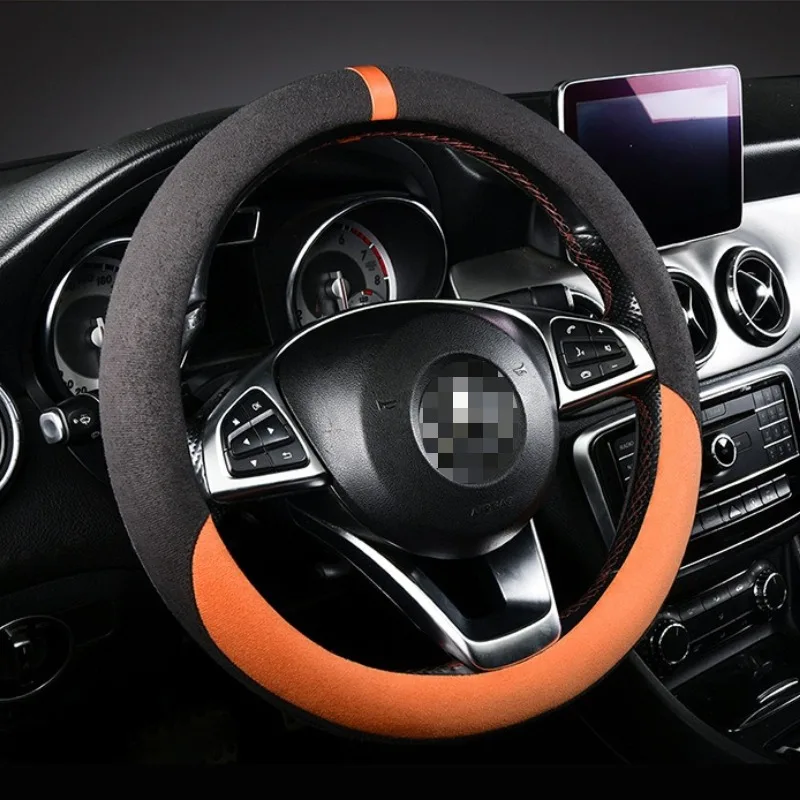 

Luxury Suede Steering Wheel Covers Universal Steering Wheel Grip Cover Car Accessories Interior 38cm Non-slip Car Steering Wrap
