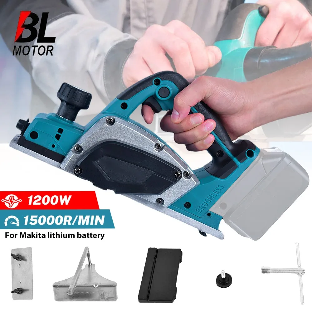Bürstenloser elektrischer Hobel, 15000 U/min, kabellose Hand-Holzhobelmaschine, Schneidwerkzeug, Fräsen, Gravieren, für Makita 18 V Akku