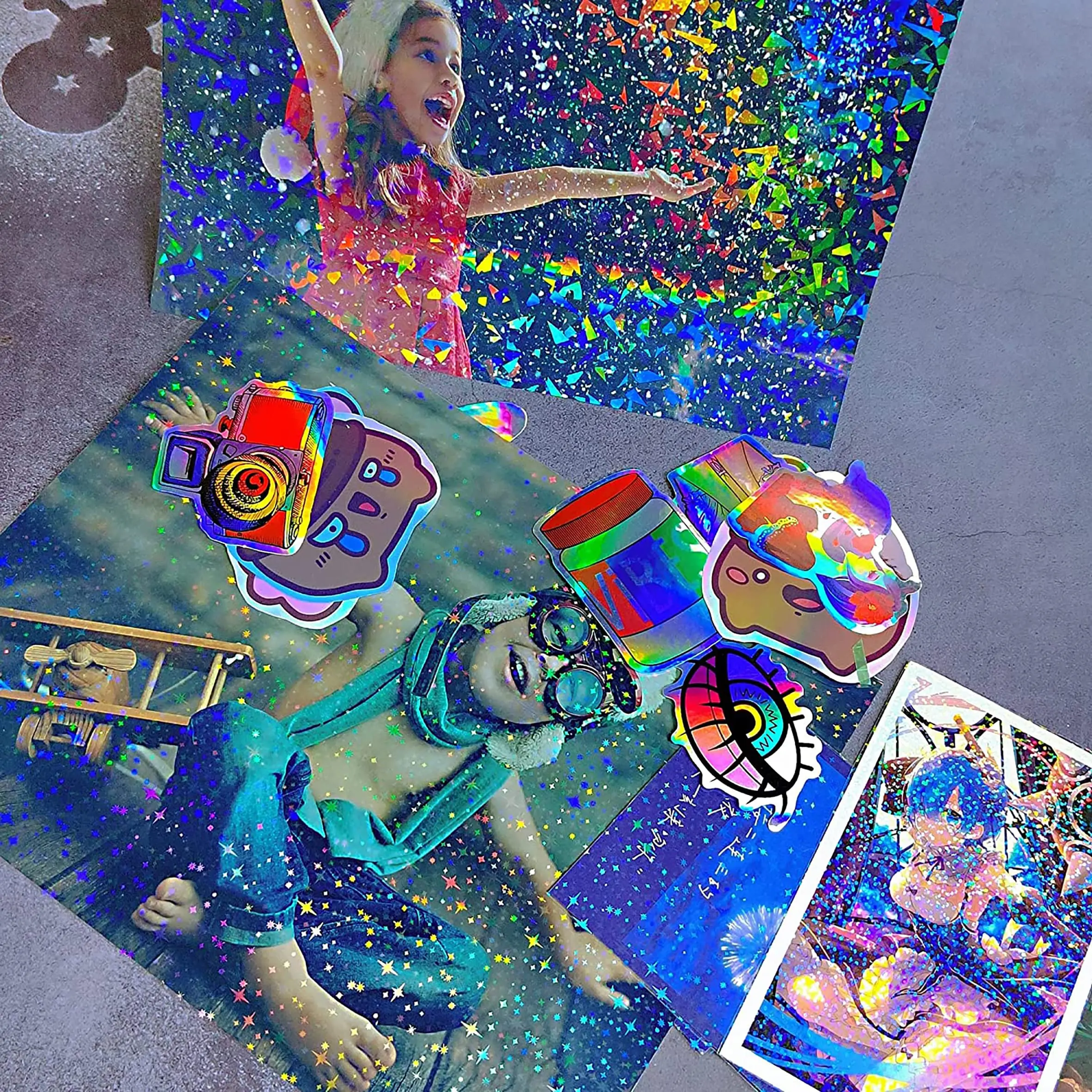 10sheets Sparkle Holographic Laminate, A4 Self-Adhesive Laminating Sheets Vinyl For Cricut, Stickers, Trading Cards, Photos, Scr