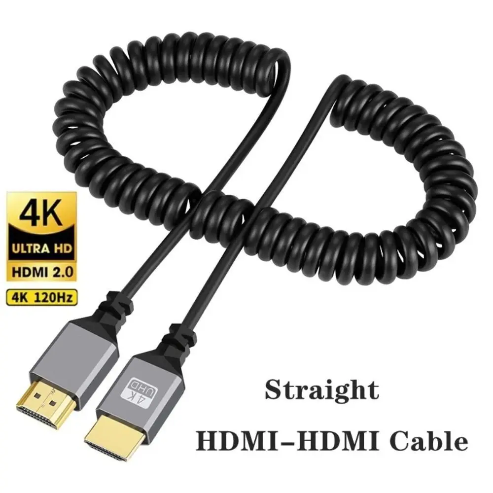 4K 60HZ Micro Mini HDMI TO HDMI SPIRAL CABLE 0.5-2.4M ยืดหยุ่น HDMI ฤดูใบไม้ผลิสายขยายชายชายปลั๊กสาย