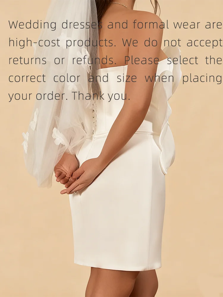 Eenvoudige strapless 3D bloemen mouwloze mini bruid trouwjurken bruidsjurken op maat