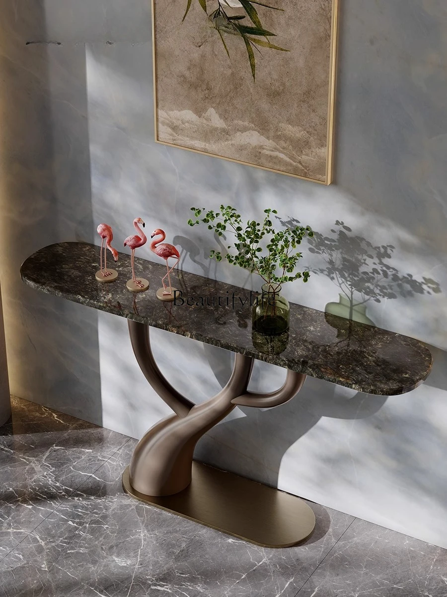 02Modern simple light luxury Xuanguan platform creative end view table entry living room wall shelf